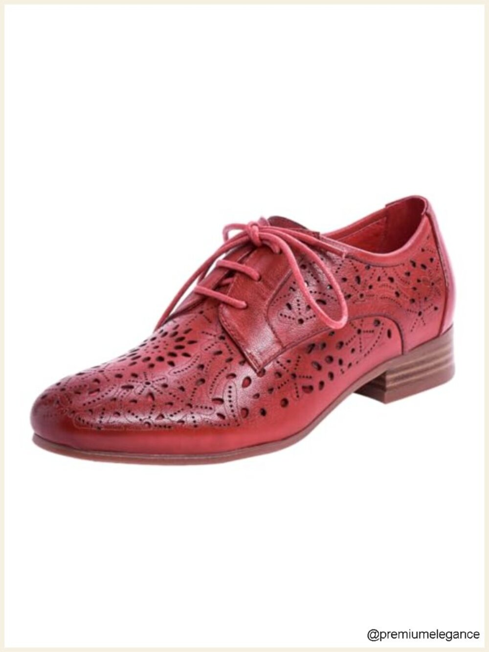 Women's Leather Perforated Lace-up Oxfords Brogue Derby Shoes